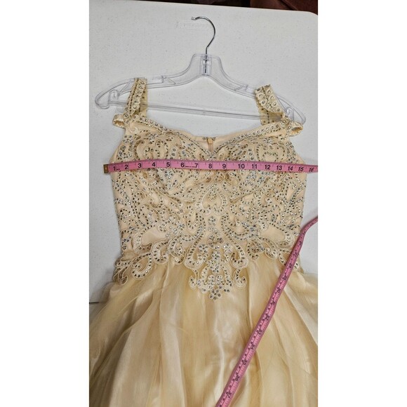 NWT Anny Lee Tan Sleeveless V Neck A Line Embroidered Zip Women's Dress Size S - Picture 8 of 14